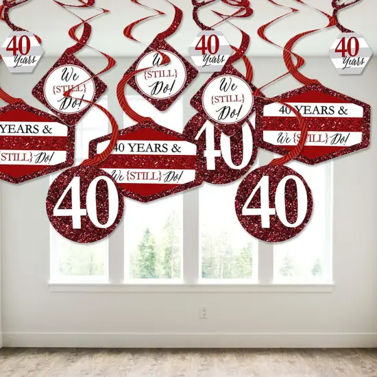 Big Dot of Happiness We Still Do - 40th Wedding Anniversary - Anniversary Party Hanging Decor - Party Decoration Swirls - Set of 40 {4}