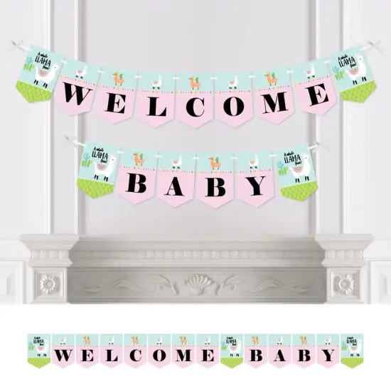 Big Dot of Happiness Whole Llama Fun - Llama Fiesta Baby Shower Bunting Banner - Party Decorations - Welcome Baby {1}