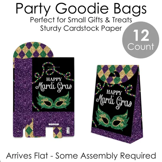 Big Dot of Happiness Mardi Gras - Masquerade Gift Favor Bags - Party Goodie Boxes - Set of 12 {7}