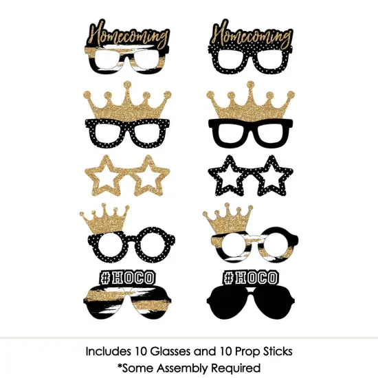 Big Dot of Happiness Hoco Dance - Glasses and Masks - Paper Card Stock Party Photo Booth Props Kit - 10 Count {4}
