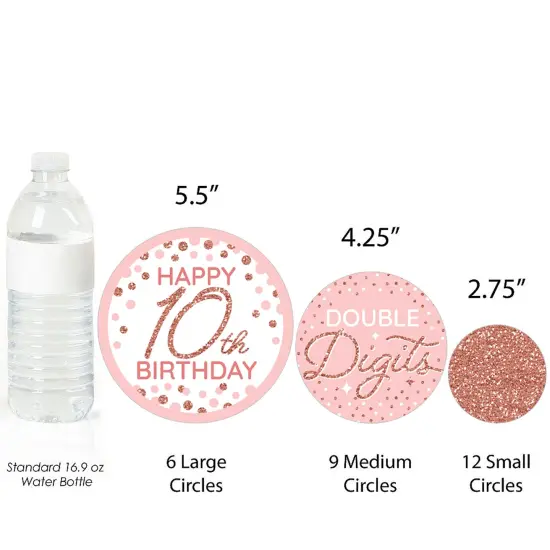 Big Dot of Happiness 10th Pink Rose Gold Birthday - Happy Birthday Party Giant Circle Confetti - Party Decorations - Large Confetti 27 Count {4}