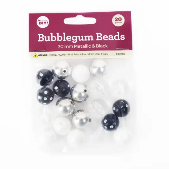 CousinDIY Bubblegum Bead 20mm 20/Pkg-Metallic Black {1}