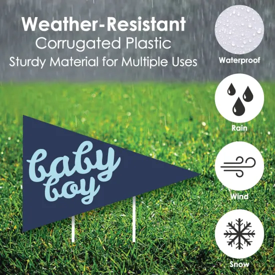 Big Dot of Happiness Hello Little One - Blue and Navy - Yard Sign & Outdoor Lawn Decorations - Boy Baby Shower Yard Signs - Set of 8 {4}