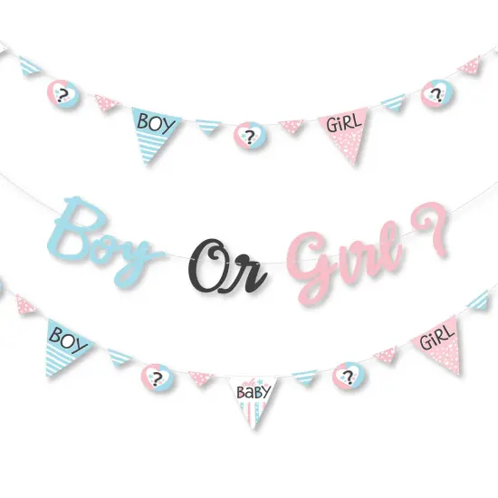 Big Dot of Happiness Baby Gender Reveal - Team Boy or Girl Party Letter Banner Decoration - 36 Banner Cutouts and Boy or Girl Banner Letters {1}
