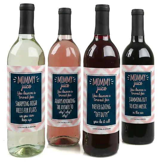 Big Dot of Happiness Mommy's Time-Out - Gift For Women - Wine Bottle Label Stickers - Set of 4 {1}