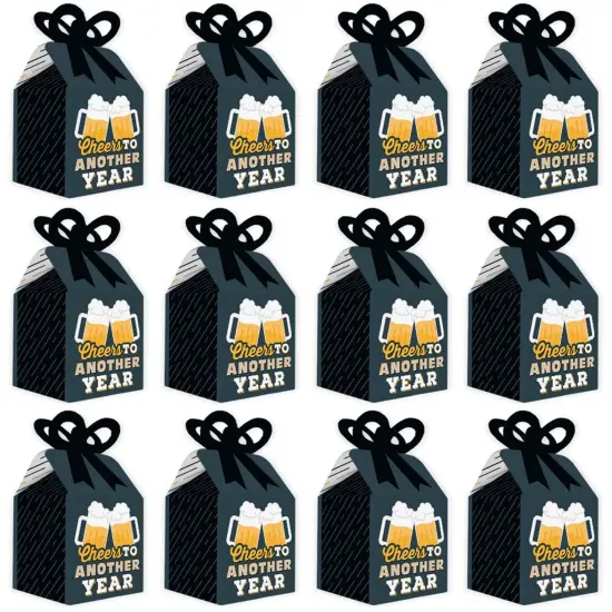 Big Dot of Happiness Cheers and Beers Happy Birthday - Square Favor Gift Boxes - Birthday Party Bow Boxes - Set of 12 {6}