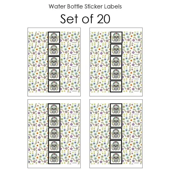 Big Dot of Happiness Day of the Dead - Sugar Skull Party Water Bottle Sticker Labels - Set of 20 {4}