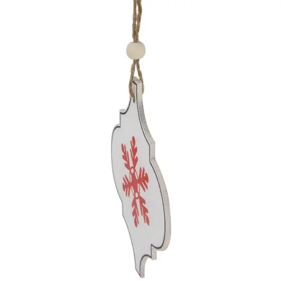 Northlight Wooden Bauble Christmas Ornament with Snowflake Design - 4.5" - White and Red {5}