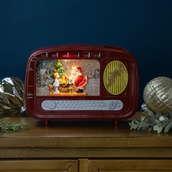 Northlight LED Lighted "Santa Sighting" Retro Radio Christmas Snow Globe - 8.75" Brown {1}