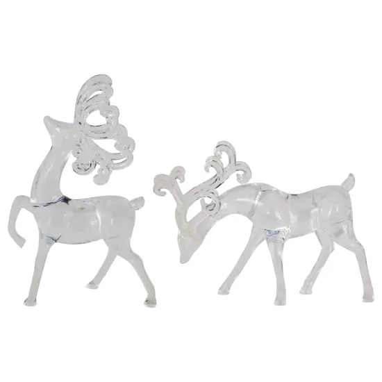 Northlight Standing Reindeer Christmas Figurines - 9.25" - Clear - Set of 2 {5}