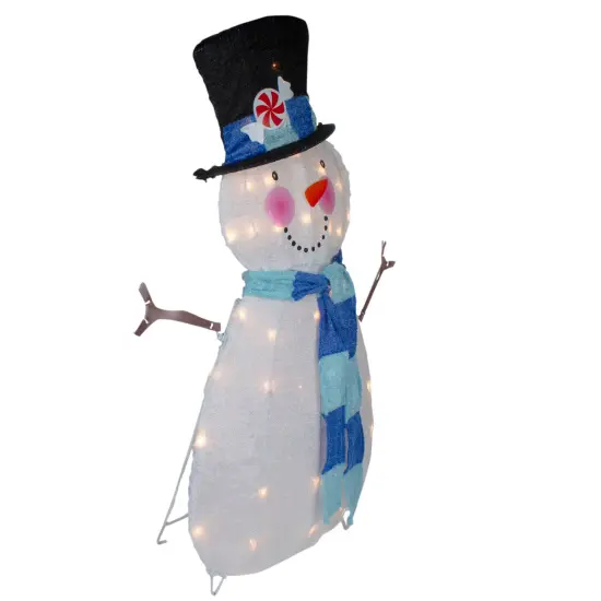 Northlight Lighted Chenille Snowman Outdoor Christmas Decoration - 32" - White Lights {4}