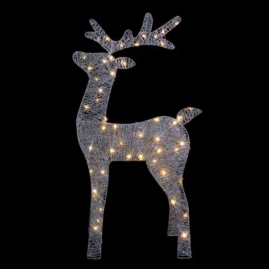 Northlight LED Lighted Glitter Reindeer Outdoor Christmas Decoration - 39.5" - Warm White Silver {4}