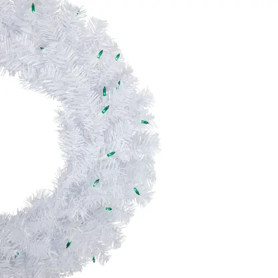 Northlight Pre-Lit Woodbury White Pine Artificial Christmas Wreath - 24" - Green Lights {5}