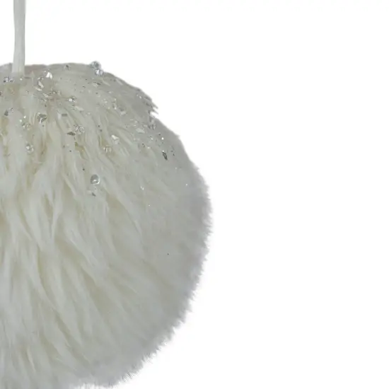 Northlight Faux Fur Christmas Ball Ornament - 4" - White {5}