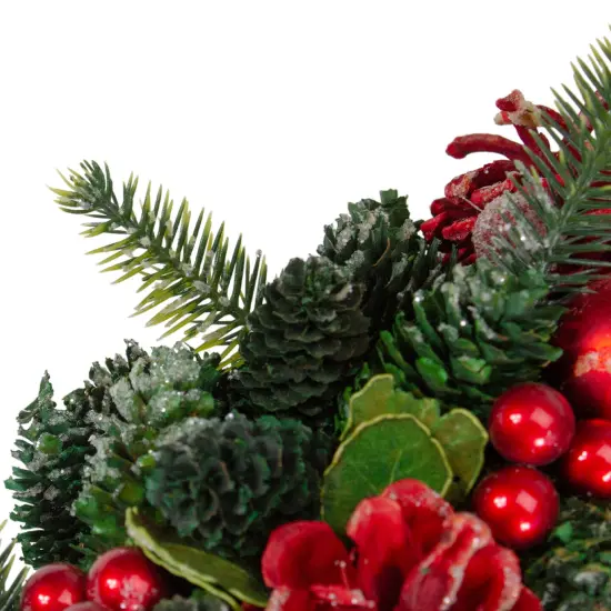 Northlight RedPine Cones and Ornaments Christmas Wreath, 13" - Unlit Green {4}