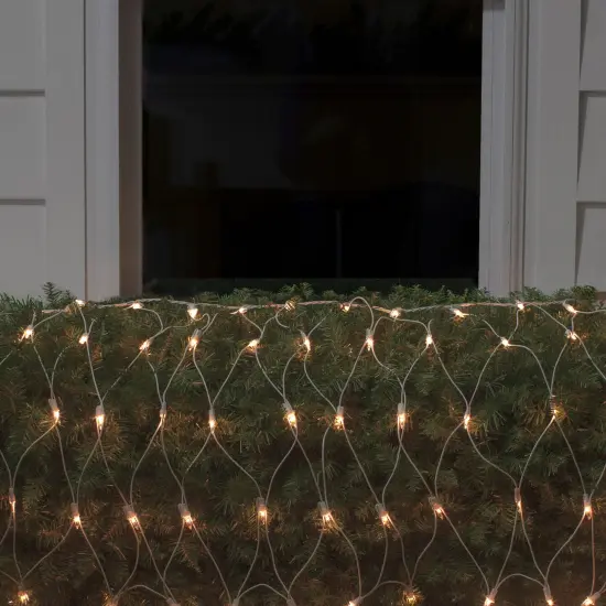 Northlight Mini Net Style Column Wrap Christmas Lights - 2' x 8' - Clear - White Wire {4}