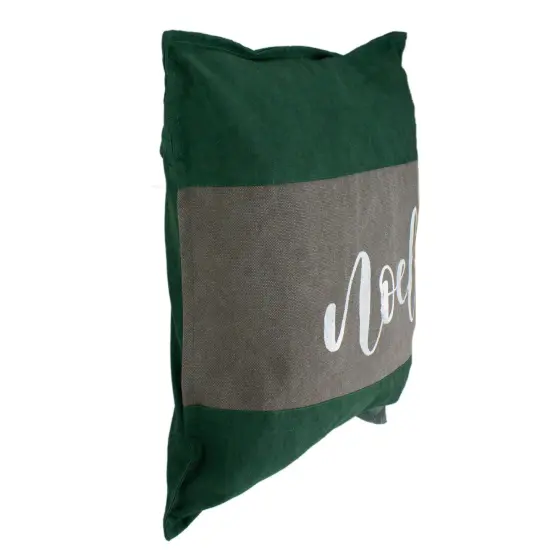Northlight 18" Green and Brown Suede "Noel" Christmas Square Throw Pillow {4}