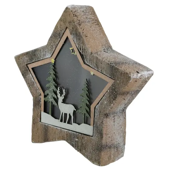 Northlight LED Lighted Star with Reindeer in the Woods Scene Christmas Decoration - 13.25" Brown {5}