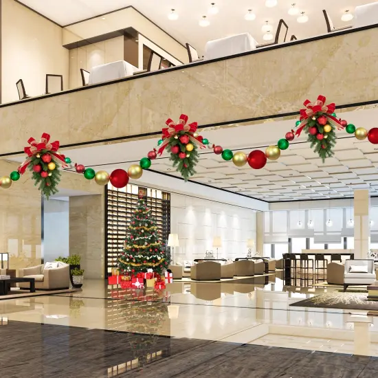 Northlight 6' Red, Gold and Green Shiny and Matte Shatterproof Ball Christmas Swag {5}