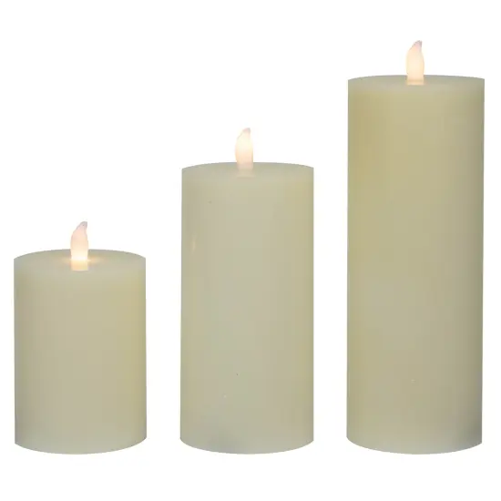 Northlight LED Flickering Flameless Pillar Candles - 8.75" - Cream - Set of 3 Ivory {6}