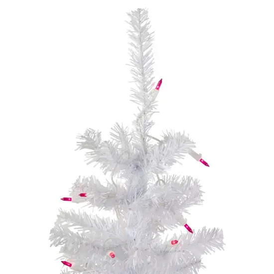 Northlight Pre-Lit Slim Woodbury White Pine Artificial Christmas Tree - 3' - Pink Lights {4}