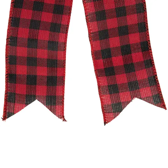 Northlight 19" Buffalo Plaid Print 14 Loop Christmas Bow Tree Topper Black {5}