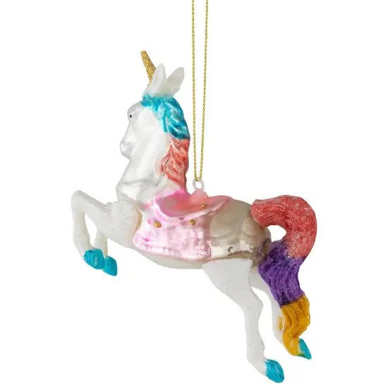 Northlight 4.25" Pastel Unicorn Glass Christmas Ornament White {5}