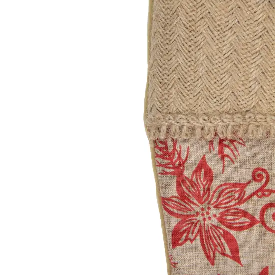 Northlight 20" Tan and Red Rustic Burlap Poinsettia Christmas Stocking Brown {4}