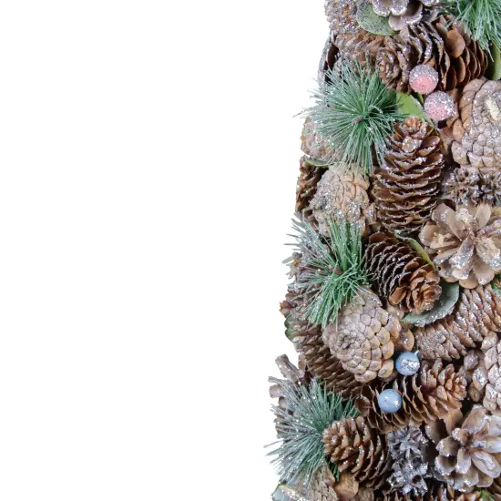 Northlight Glittered Pinecone Berry Christmas Tree - 16.5" - Green and Brown {5}
