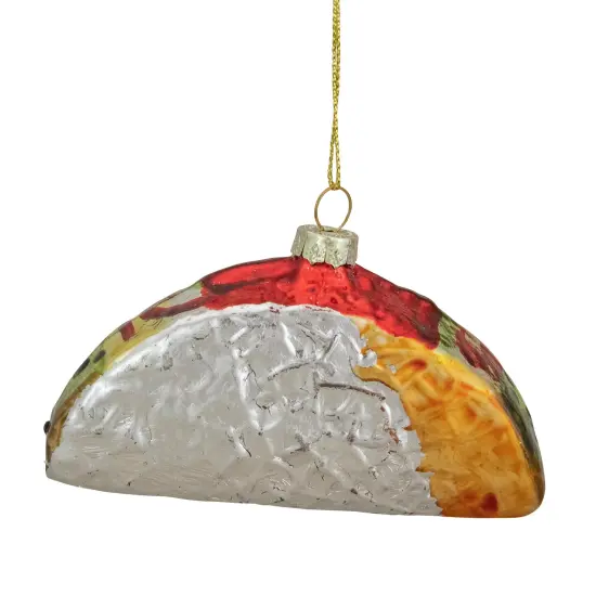 Northlight 4" Silver and Gold Taco Glass Christmas Ornament {5}