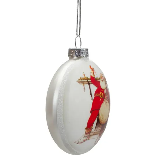 Northlight Norman Rockwell 'Filling The Stockings' Glass Disc Christmas Ornament - 3'" White {5}