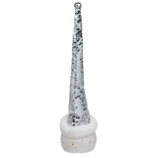 Northlight 13" Silver Sequin Santa With a Pointed Winter Hat Christmas Decor {6}