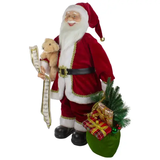 Northlight 2' Standing Santa Christmas Figure with Presents and a Naughty or Nice List Red {4}