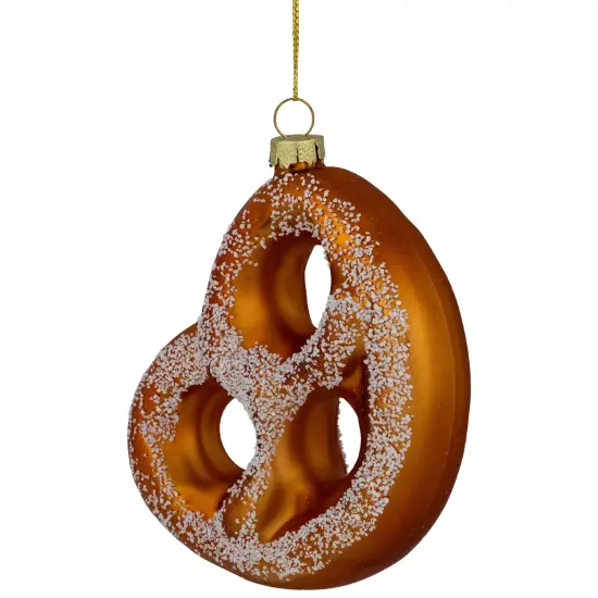 Northlight Salted Soft Pretzel Glass Christmas Ornament - 4.5" Bronze {4}