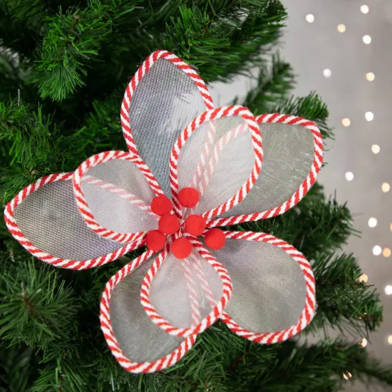 Northlight 22" Candy Cane Poinsettia Christmas Stem Spray White {3}