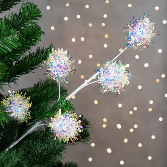 Northlight 27" White Iridescent Snowball Christmas Spray {3}