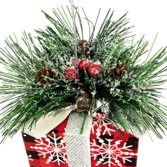 Northlight 6" Black and Red Buffalo Plaid Gift Box Christmas Ornament {5}