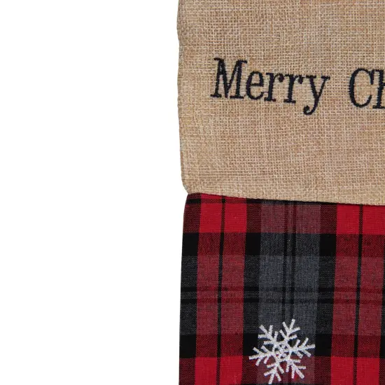 Northlight Plaid Merry Christmas Reindeer Stocking - 19" - Red and Green {5}