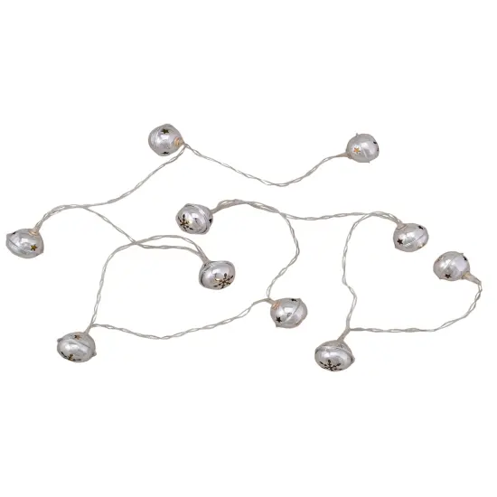 Northlight LED Christmas Bells Fairy Lights - 5.5' - Clear Wire - Silver - 10ct {6}