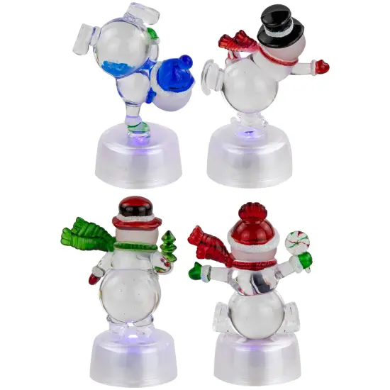 Northlight LED Lighted Color Changing Snowmen Acrylic Christmas Decorations - 4.25" - Set of 4 Clear {5}