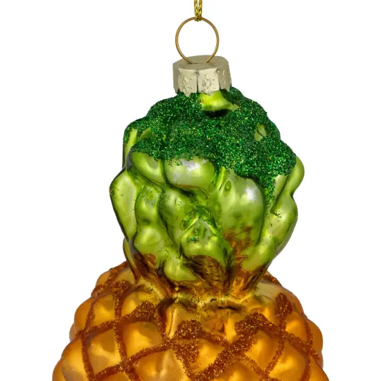 Northlight 4.75" Glittered Pineapple Glass Christmas Hanging Ornament Bronze {5}