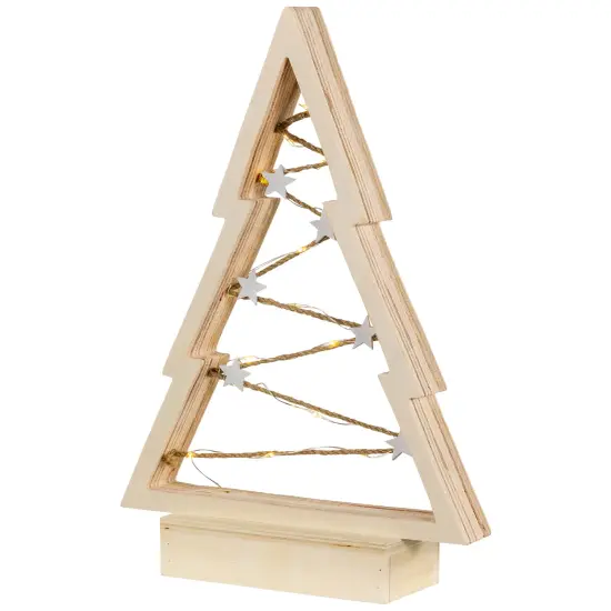 Northlight Lighted Wooden Christmas Tree with Stars Decoration - 11" Ivory {5}