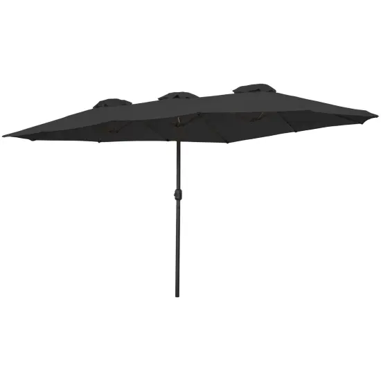 Northlight 15' Outdoor Patio Market Umbrella with Hand Crank, Black {4}