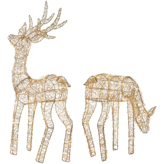 Northlight LED Lighted Twinkle Mesh Reindeer Outdoor Christmas Decoration - 37" - Set of 2 Gold {6}