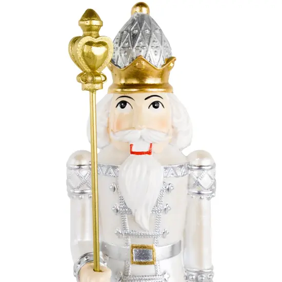 Northlight 13.5" Silver Metallic Christmas Nutcracker with Staff {6}