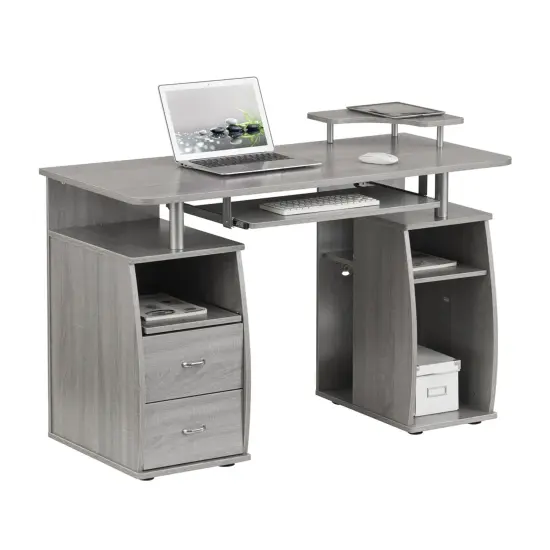 Techni Office Solutions 47.25" Gray Unique Techni Mobili Complete Workstation Computer Desk with Storage {4}