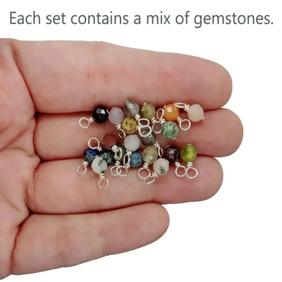 Mixed Gemstone Charms, 20 pieces, Tiny 4mm Faceted Stone Bead Dangles, Adorabilities {3}