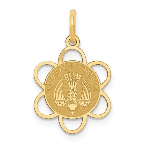 14K Gold My Confirmation Charm Holy Spirit Pendant Jewerly 22mm x 13mm {1}