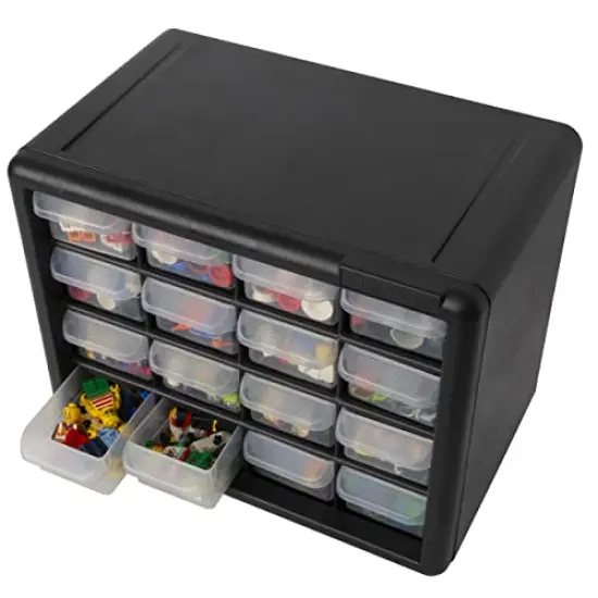 Akro-Mils 10116, 16 Drawer Plastic Parts Storage Hardware and Craft Cabinet, 10-1/2-Inch W x 6-1/2-Inch D x 8-1/2-Inch H, Black {5}