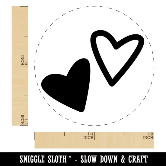 Pair of Hearts Love Self-Inking Rubber Stamp for Stamping Crafting Planners Dry Pad (No Ink) {1}